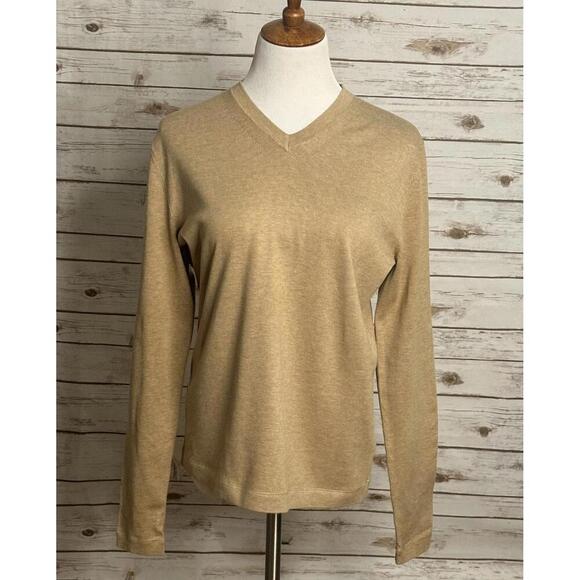 Kenneth Cole New York Other - Kenneth Cole Pima light camel cotton V-neck long sleeve sweater Size Small